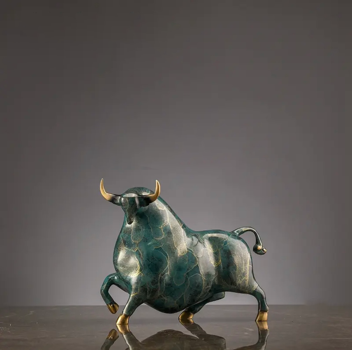 Bronze Bull Sculpture Crowned Grandeur: A Bronze Sonata of Grace