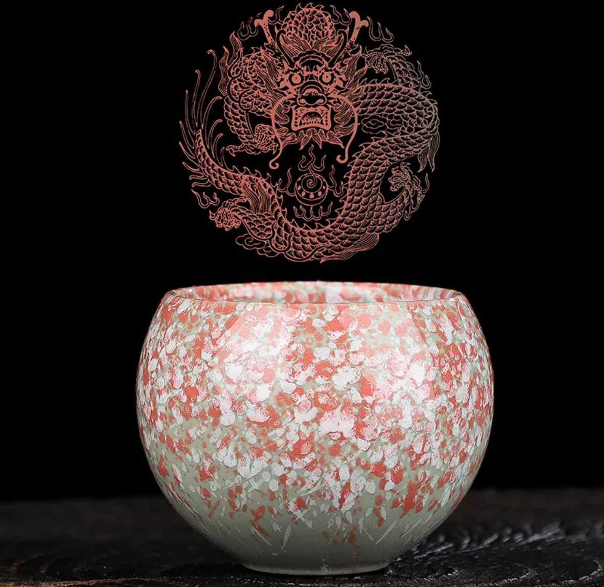 Dragon-Egg-Shaped Kiln Variation Blossom Blush Cup