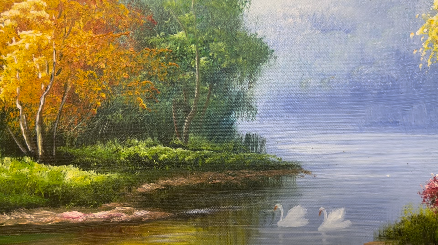 A Landscape Oil Painting: A Tranquil Lake